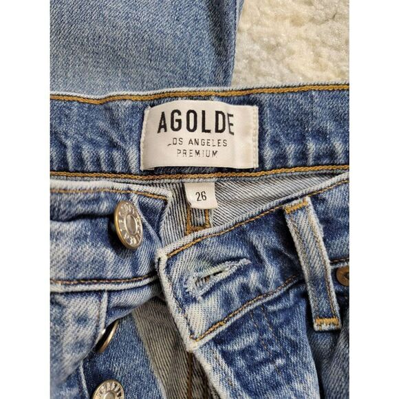 Agolde Nico Jean High Rise Button Fly Denim Blue Style A093C-1048 26 - Picture 6 of 7